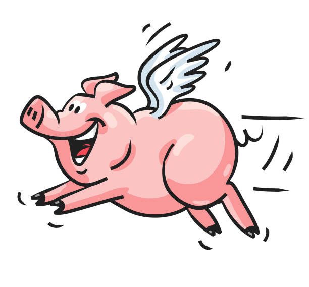 illustrazioni stock, clip art, cartoni animati e icone di tendenza di maiale volante - when pigs fly