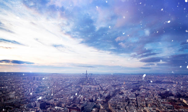 istock Christmas in Paris with snow. 1190107625