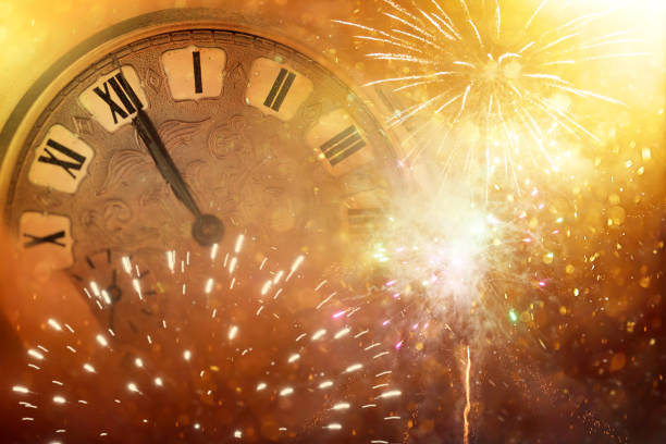istock Clock at New Year. Abstract holiday background. 1190108617