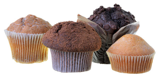 istock Set dark muffin decorated with chocolate chip top view Isolated 1190108775
