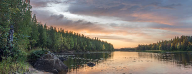 Beautiful dawn over the river.