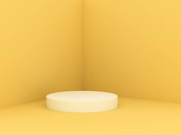 istock 3D Render of Abstract Yellow Composition with Podium 1190116321