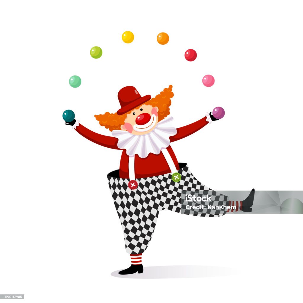 Vector Illustration Cartoon Of A Cute Clown Juggling With Colorful Balls  Stock Illustration - Download Image Now - iStock