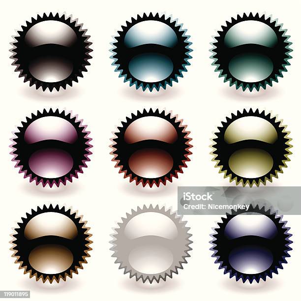 Ilustración de Reflectivo De Botón Negro Star y más Vectores Libres de Derechos de Abstracto - Abstracto, Azul, Blanco - Color