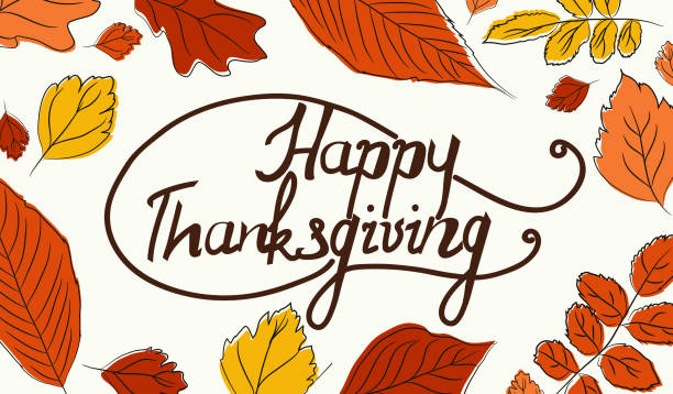 istock Colorful autumn leaves with greeting text Happy Thanksgiving 1190119824