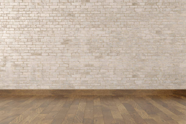 istock Modern empty interior with stone wall and wooden floor. 3d Illustration 1190120369