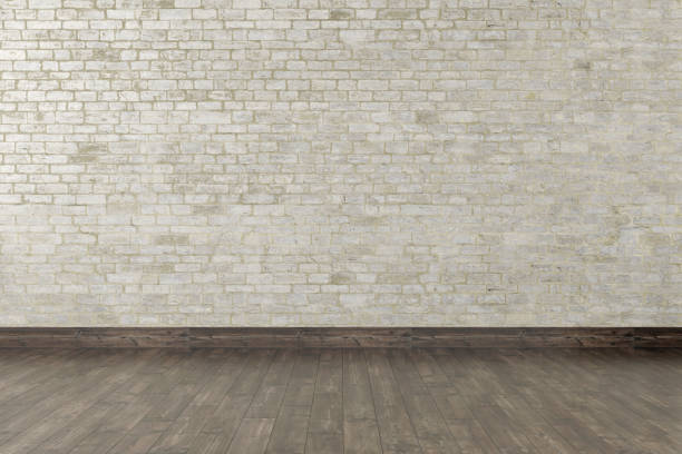 istock Modern empty interior with stone wall and wooden floor. 3d Illustration 1190120396