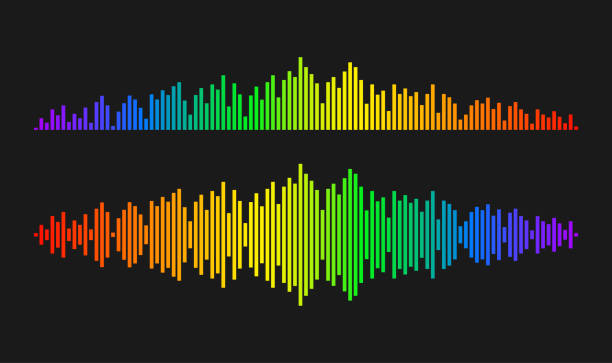 ilustrações de stock, clip art, desenhos animados e ícones de sound wave rhythm. colorful digital equalizer. - spectrum rainbow backgrounds disco