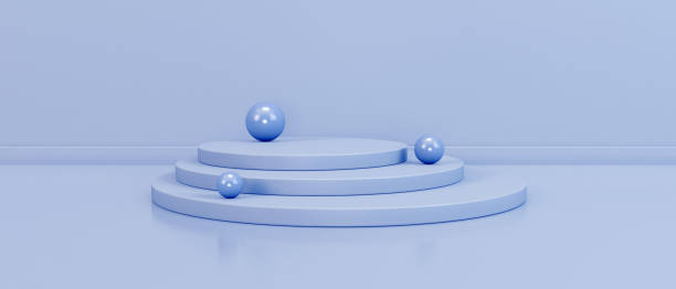 istock Abstract scene podium pastel colors with spheres. 3d rendering, 3d illustration 1190125910