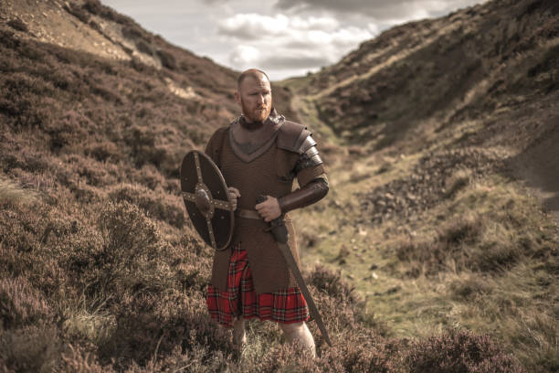 guerriero scozzese che indossa un kilt - dutch culture netherlands history historical reenactment foto e immagini stock