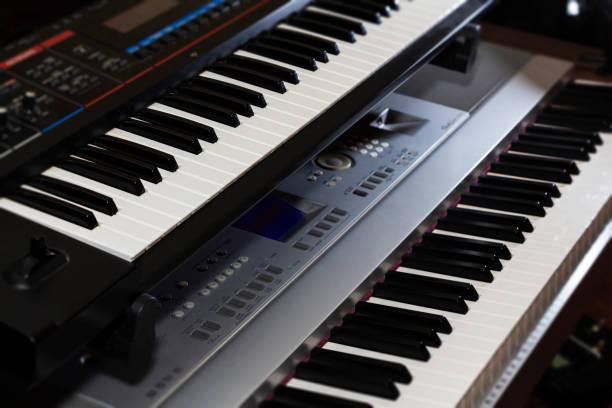istock keyboard piano electronic organ close-up. Modern music. 1190127887