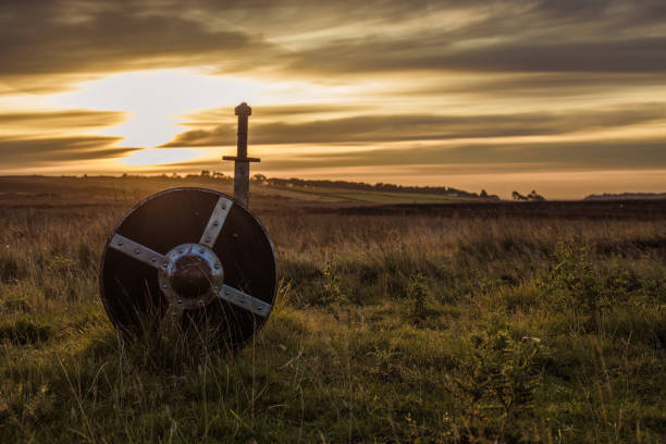 Sword in the stone at dawn