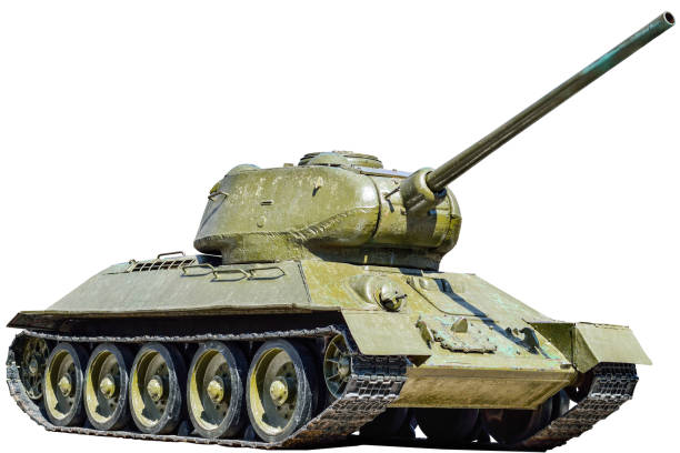 istock Old Soviet t-34 tank on isolated white background. 1190129880