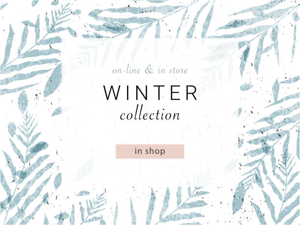 social media banner template for advertising winter arrivals collection or seasonal sales promotion. social media banner template for advertising winter arrivals collection or seasonal sales promotion. trendy hand drawn background textures and floral elements imitating watercolor paintings winter fashion stock illustrations