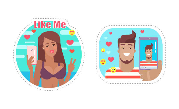 istock Like Me Blogger Male and Female People Set Vector 1190132664