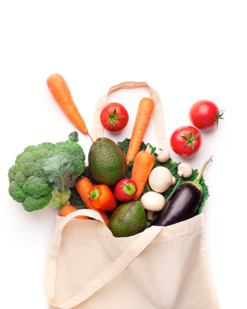 istock Eco cotton shopping bag with fresh and clean vegetables 1190133802