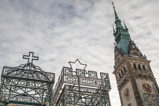 entrance of the christmas market at the town hall of Hamburg