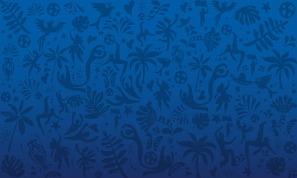 ilustrações de stock, clip art, desenhos animados e ícones de abstract brazil flag color sports soccer elements pattern - carnaval
