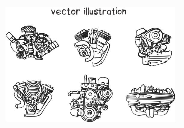 W Engine Simple Drawing Simple Motorcycle Engine Drawing