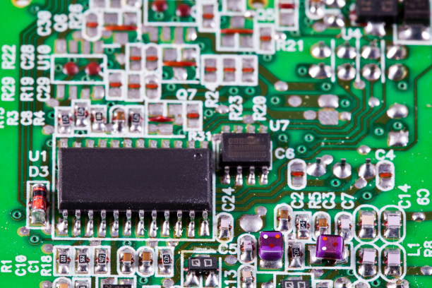 istock Electronic board with radio parts and chip processor 1190140197