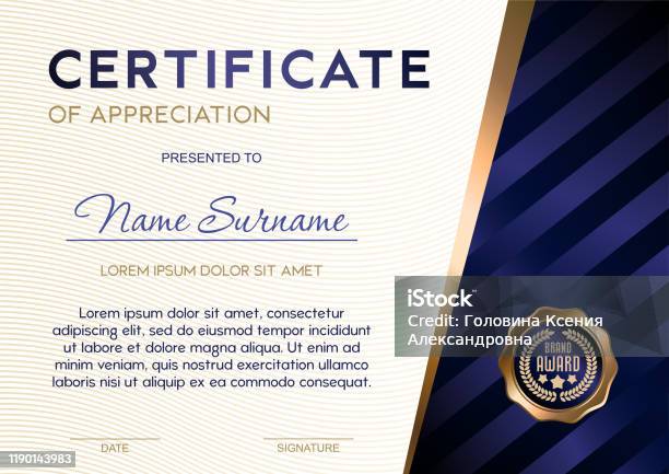 Certificate Template Luxury And Diploma Stock Illustration - Download Image Now - Certificate, Template, Award