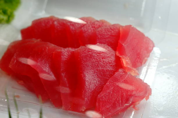 Close-up pile of fresh tuna fish background