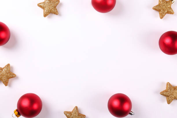 istock Christmas mood concept. Layout composition, traditional festive attributes, golden star shaped tree decorations. Winter holidays season. Background, copy space, close up, top view, flat lay. 1190152911