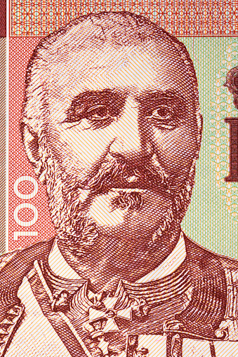 Close up shot of Croatian paper money - 200 Kuna, table top view