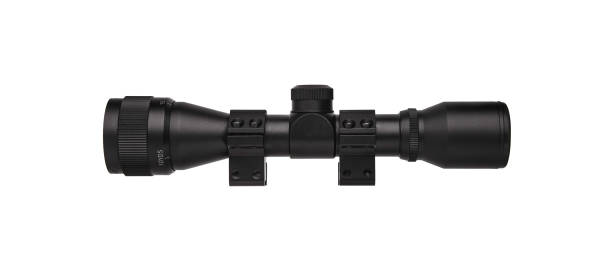 istock modern black optical scope for weapon isolated on white. sight scope isolated on white background 1190156417