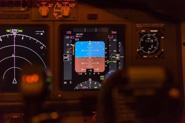 istock Airplane buttons in the cockpit simulator 1190156508