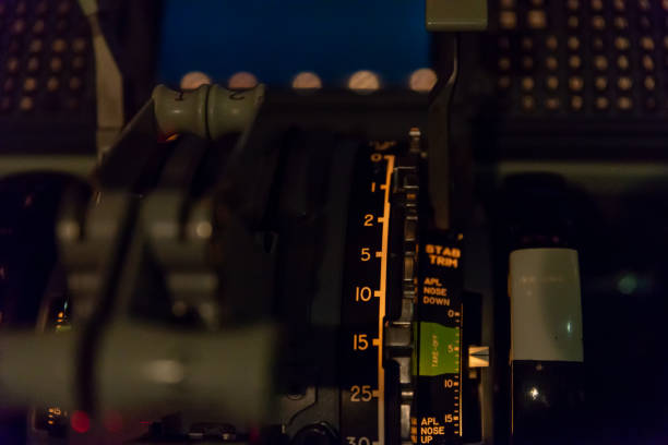 istock Airplane buttons in the cockpit simulator 1190156552