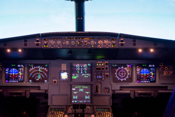 istock Airplane buttons in the cockpit simulator 1190156562