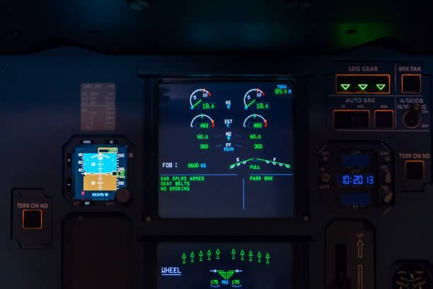 istock Airplane buttons in the cockpit simulator 1190156563