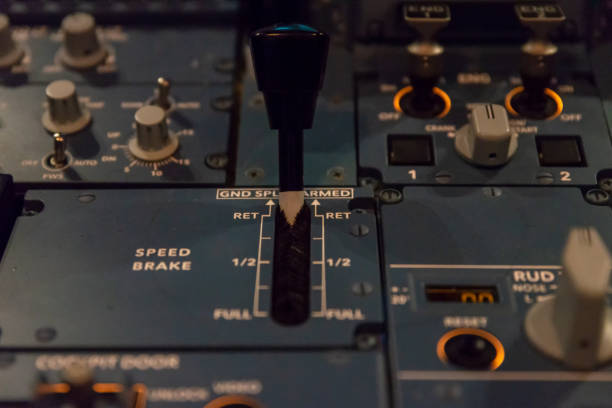 istock Airplane buttons in the cockpit simulator 1190156569