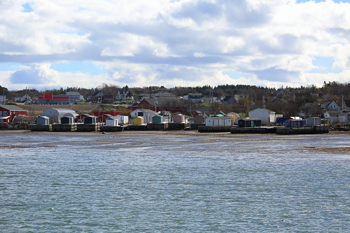 Lobster cars moored at the seashore in Metghan Nova Scotia, Canada