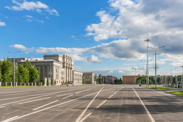 Road marking on Kuibyshev Square in Samara