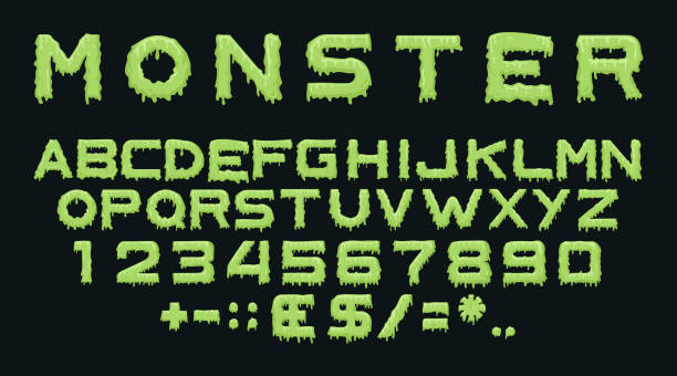 illustrazioni stock, clip art, cartoni animati e icone di tendenza di tipo di mostro - monster set pattern green