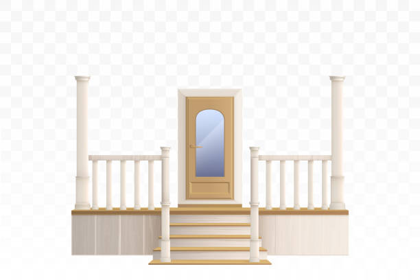 istock Wooden front door and porch staircase 1190163317