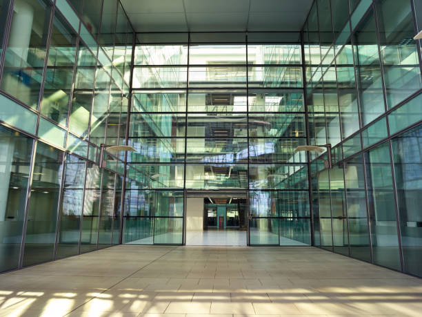 istock Interior View From Modern Office Lobby Of Empty Floors And Staircases 1190167425