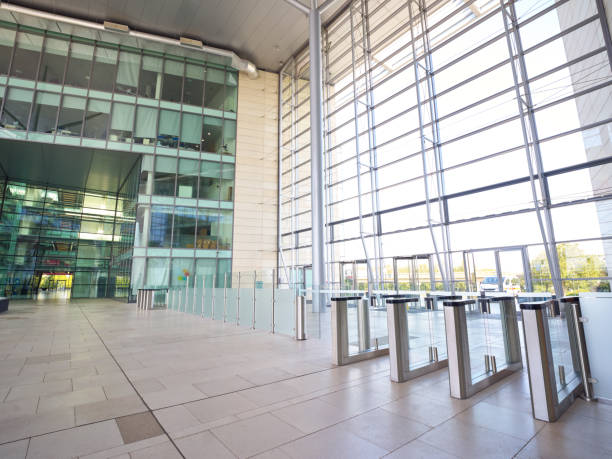istock Interior View Of Modern Office Lobby With Security Check Barriers 1190167426