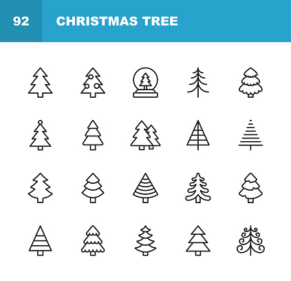 20 Christmas Tree Outline Icons.