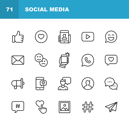 20 Social Media Outline Icons.