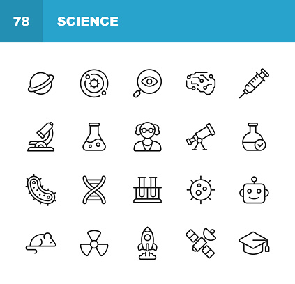 16 Science Outline Icons.