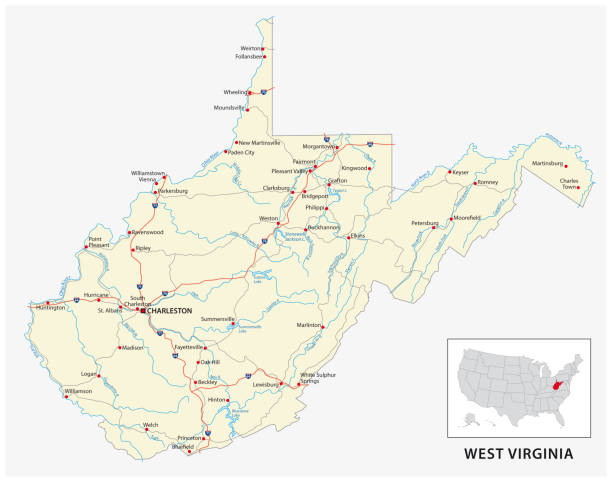 Road Map Of The Us American State Of West Virginia Stock Road Map Of The Us American State Of West Virginia