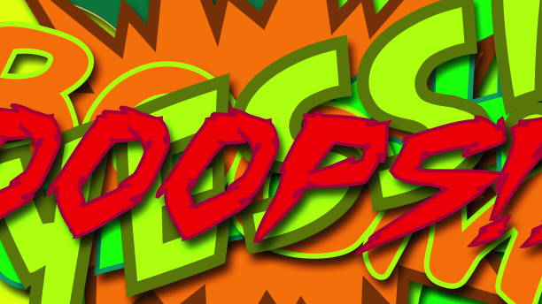 Different colored Comic speech words layered on top of each other. Bright dynamic cartoon illustrations in retro pop art style, computer generated. 3d rendering comic design
