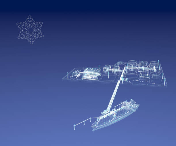istock Scheme of Seaport with Snowflake. 3D-rendering 1190178042