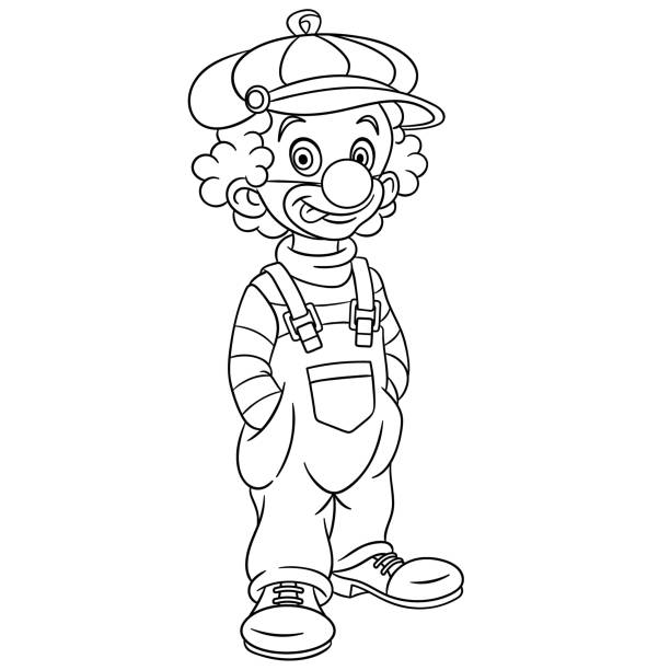 ilustrações de stock, clip art, desenhos animados e ícones de coloring page of cartoon clown - entertainment clown child circus