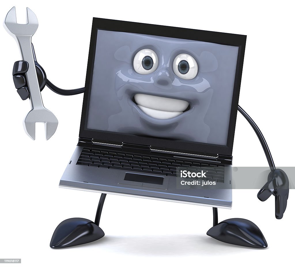 Fun laptop with a wrench  Business Stock Photo