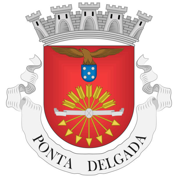 ilustrações de stock, clip art, desenhos animados e ícones de coat of arms of ponta delgada district in portugal - ponta delgada
