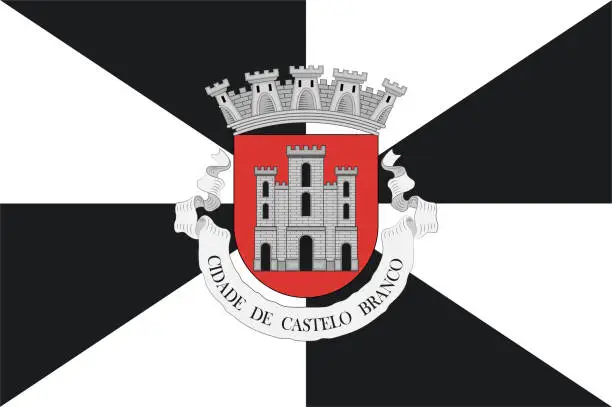 Vector illustration of Flag of Castelo Branco District in Portugal